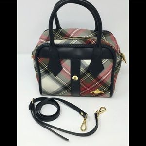 Vividness Westwood tartan plaid handbag with detachable shoulder strap